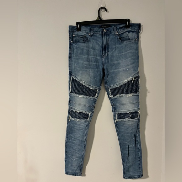 Pre-owned PacSun Mens 34 X 32 Comfort Stretch  Patch Skinny Jeans - Picture 3 of 5